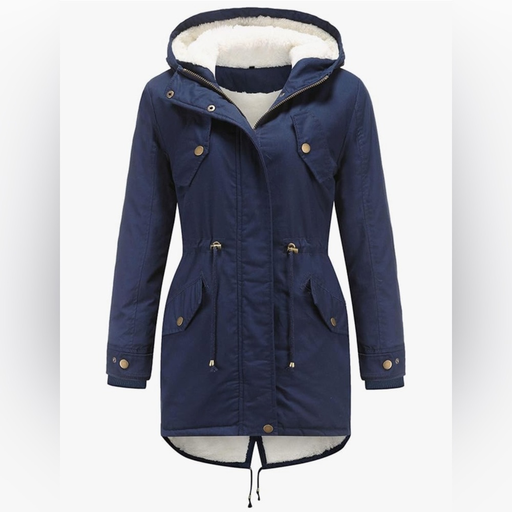 NEW Hooded Winter Coat Warm Fleeced Lined Long Jackets Thick Parka Jacket M